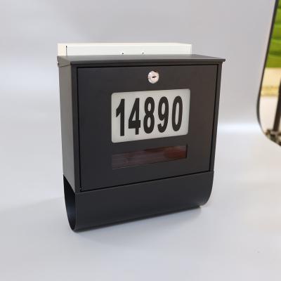 China Outdoor Wall Mounted Matt Black Solar House Number Mailbox for sale