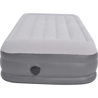 China Double Cover Air Bed Foldable Soft Flocking Inflatable Mattress with Built-in Inflatable Compressor Air Bed Mattress for sale