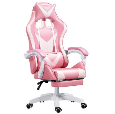 China (Size) Custom Logo Reclining Pu Leather Comfortable Adjustable Red-pink Lifting Gaming Chair Gaming Chair With Footrest for sale