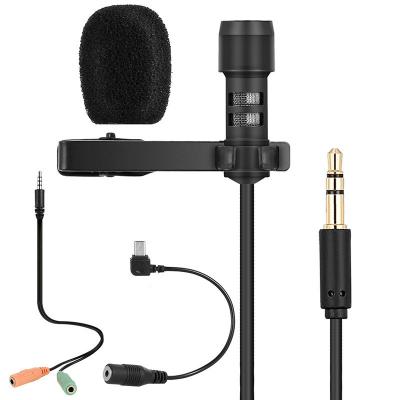 China Mini Lapel Microphone Portable Lavalier Microphone Professional 3.5mm Cable Clip On Microphone For Phone And Laptop for sale