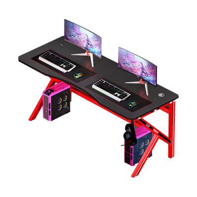 China (Size) OEM Factory Made Adjustable Corner 140cm RGB White Foldable Folding Desk Led Computer Physical Channels Top Table Gaming Desk For Sale for sale