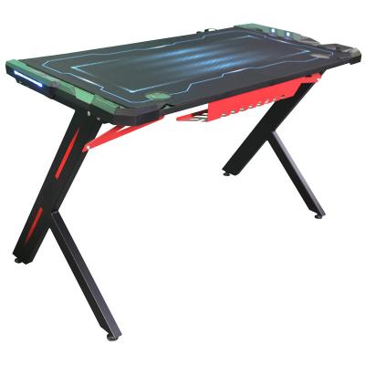 China Convertible Detachable RGB Carbon Fiber Led Light Computer Physical Channels Table Desk Gaming Electric Top Desk for sale