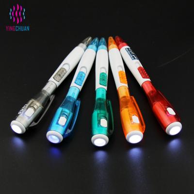 China Ballpoint Pen Multicolor Plastic Eco-friendly Paper Advertising Customized Logo With Led Click Light Promotional Pens for sale