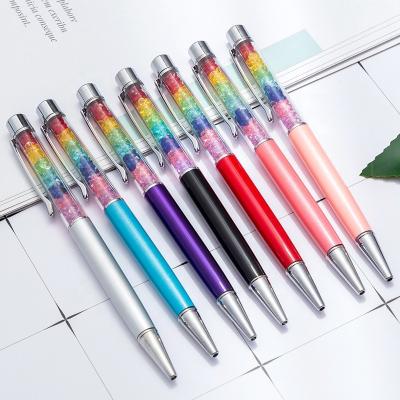 China Wholesale Gifts Crystal Ball Pen Creative Glitter Colorful Writing Rainbow Eco-friendly Paper Ballpoint Pens With Top Rhinestone for sale