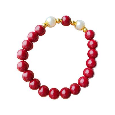 China Environmental Friendly New Exquisite Vermilion Glazed Pearl Bracelet for Women for sale