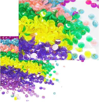 China DIY Diamond Painting R-0010 Jelly Glitter Resinstone Nail Drills Round Fairy Dust Dazzling Beads Neon Drill With Glitter for sale