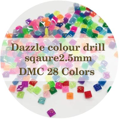 China New Classical/Post-modern N-ZS011 5D DIY Diamond Painting Cross Stitch color resin beads square drills Dazzle colour drill 2.5mm resinstone for sale