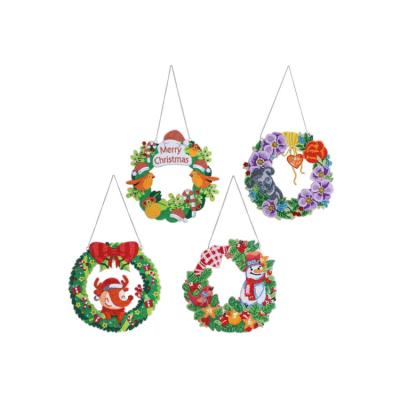 China Gift Newest R-W01-06 Home Door Window Decoration Christmas Garland Diamond Embroidery DIY Diamond Painting Wreath for sale