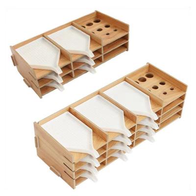 China Any style R-TS01-17 Painting Accessories Multi-Layer Wooden Rack Tools Storage Tray Drill Pen Organizer for sale