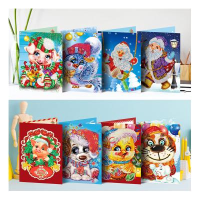 China Europe R-HKXL007/008 Custom Handmade Christmas Postcards Gifts Crystal Diamond Painting Greeting Cards for sale