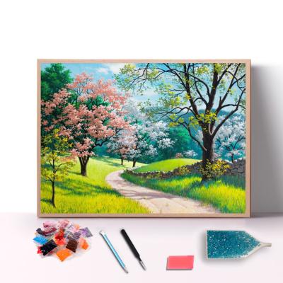 China Any style R-DP002  Wholesale Custom Home Wall Decor Short Lint Canvas Mosaic Art DIY 5D Landscape Diamond Painting kit for sale