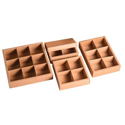 China Disposable Kraft Paper Food Gift Box With Lid Macaroon Dessert Mooncake Packaging Chocolate for sale