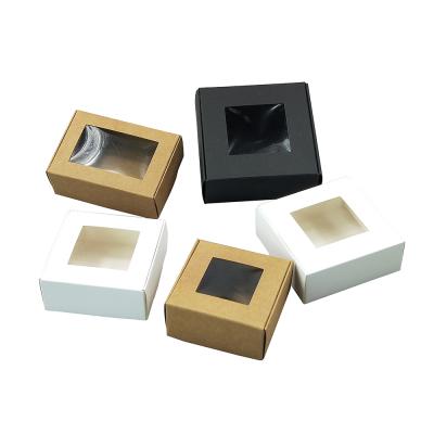 China Recycled Materials Soap Packaging Paper Box Kraft Paper Gift Boxes Soap With PVC Window for sale