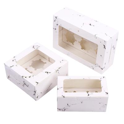 China Recycled Materials Cupcake Display Paper Packaging Box With Clear Window For Store Packaging Baking Cake Gift Box for sale