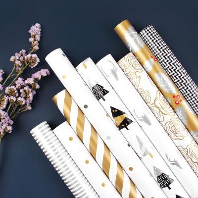 China Wholesale Recyclable Luxury Gold Silver Polka Stripes Dots Tissue Paper White Eco Friendly Custom Christmas Gift Wrapping Paper for sale