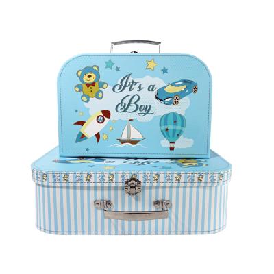 China Recycled Materials Suitcase Packaging Blue Paper Box For Gift for sale