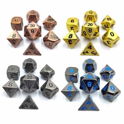 China Zinc Alloy Antique Gold D&d Dice Metal Set For Dungeons And Dragon Game Dnd Metal Dice Set for sale