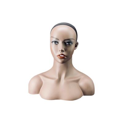 China PVC Material HOT Selling Mannequin NEW For Wig Display For Wig Mannequin Head With Shoulder Half Body Mannequin Smile Female Head for sale