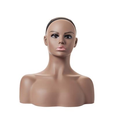 China PVC Material HOT Selling Mannequin NEW For Wig Display For Wig Mannequin Head With Shoulder Half Body Mannequin Smile Female Head for sale