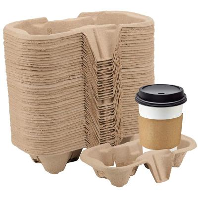 China 2 Cup Holder Biodegradable Biodegradable Pulp Molded Cup Tray [600 Packs] for sale