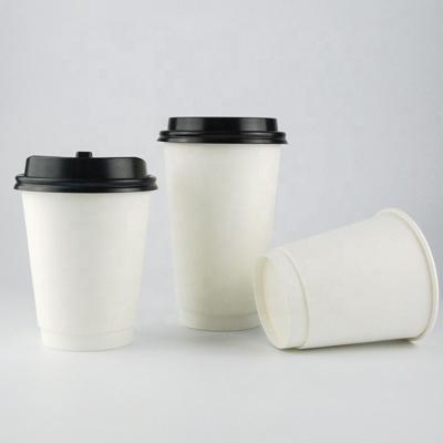 China PACK 4oz/8oz/12oz/16oz/20oz Recyclable Double Wall Hot Disposable Pint Coffee Paper Cup With Lid for sale