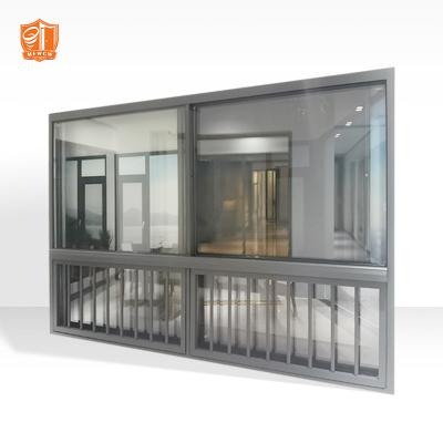 China Decoration Double Glasses With Screen Aluminum 3 Tracks Sliding Window Aluminum Windows for sale