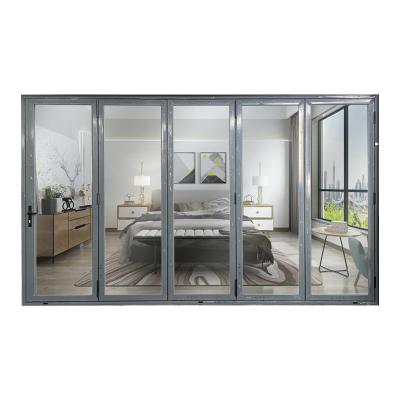 China Modern Exterior Aluminum Folding Doors Decoration Energy Saving Glass Bifold Doors For Homes for sale