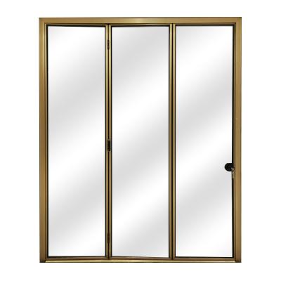 China Decorative Mud Narrow Border Line Lowe's Luxury Aluminum Glass Slim View Door Aluminum Bifold Folding Patio Sliding Door for sale