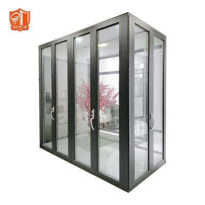 China Puertas Plegables Exterior Glass Accordion Bifold Door Patio Balcony Door Decoration Hurricane Proof Double Frame Aluminum Folding Doors for sale