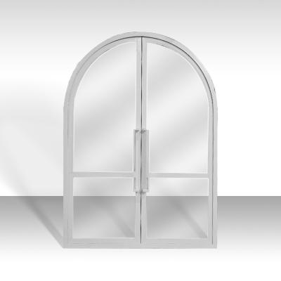 China Decoration Frame Aluminum Tempered Glass Interior French Doors Arched Glass Double Door for sale