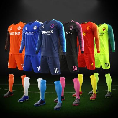 China Full Sets Sublimation Football Set For Club Customizable Team Name Logo Prints Mens Tracksuit Training Full Sleeve Soccer Jerseys Male for sale