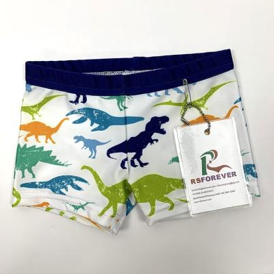 China Dino Print Toddler Boys Swim Trunks Kids Swimwear Breathable Shorts For Kids for sale