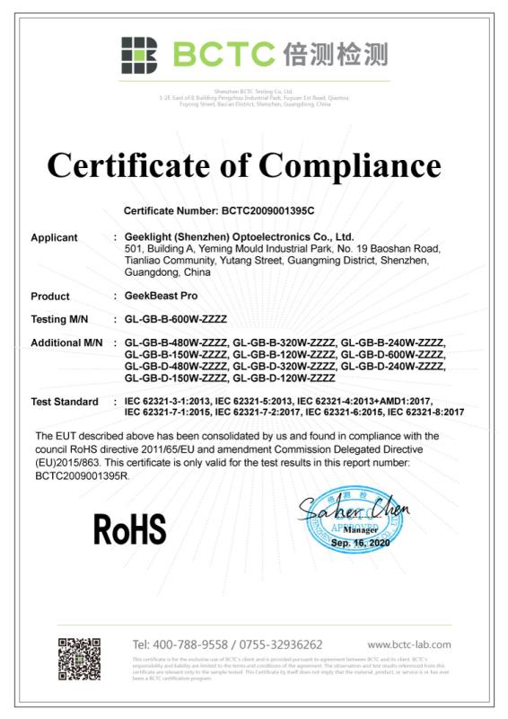 RoHS - Geeklight (Shenzhen) Optoelectronics Co., Ltd.