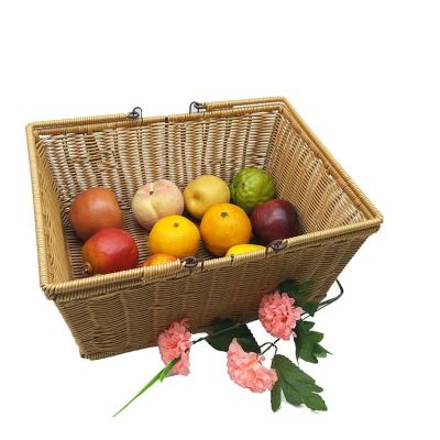 China good quality poly rattan food safety rattan fruit/vegetables Easy-carry strong shopping basket with handle for sale