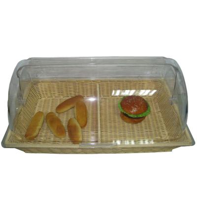 China Viable Multifunctional Fruit Vegetables Bread Display Tray Plastic Rattan Basket With Compartment And Cover for sale