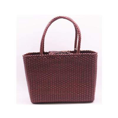 China 2021 fashion trend custom logo weave braided genuine leather ladies designer tote handbags for women luxury for sale