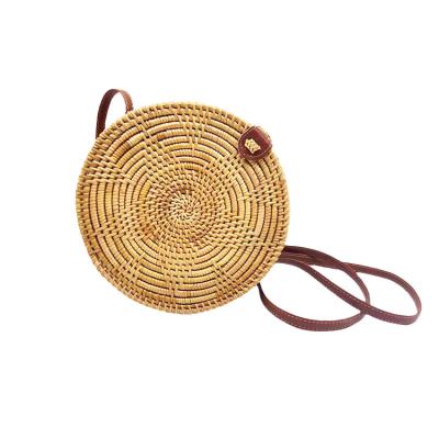 China Vintage Women Beach Summer Small Handbags Wholesale Customized Handbags Round Bali Rattan Woven Bag for sale