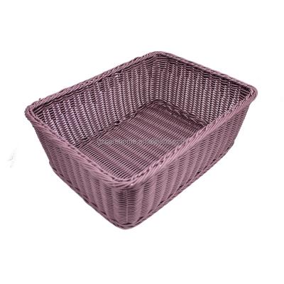 China Sustainable graceful plastic pp rattan woven rectangular laundry basket, storage basket for sale