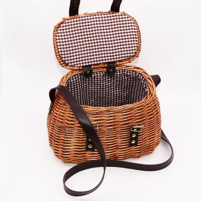 China High Quality Rattan Picnic Basket Small Wicker Stocked Bag for sale