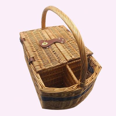 China Sustainable Handmade Craft Cutlery Wicker Picnic Basket Cooler for sale