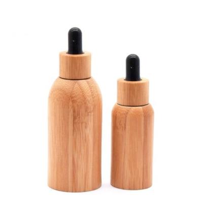 China Bamboo Glass Dropper Essential Oil Bottles 22/400 10ml 22mm Boston Round for sale