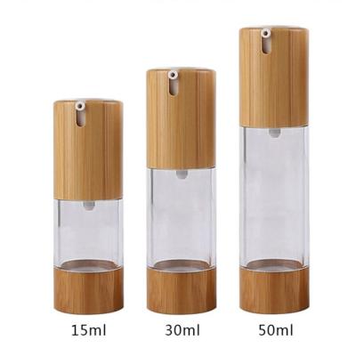 China 15ml 34mm Airless Pump Bottles Bamboo Sprayer 34/400 Airtight Pump Bottle for sale