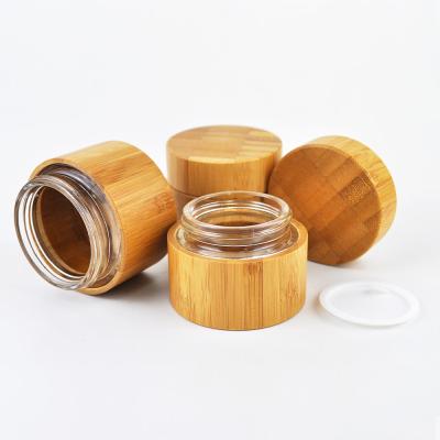 China 20g 15ml Empty Cosmetic Jars Bamboo Containers For Cosmetics Ribbed 3oz for sale