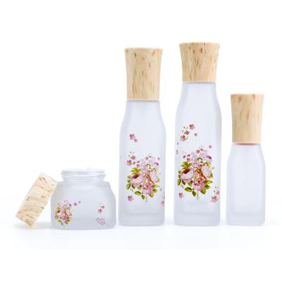 China 20 410 20mm Frosted Glass Cream Jar 30ml Essential Oil Bottles 50g for sale