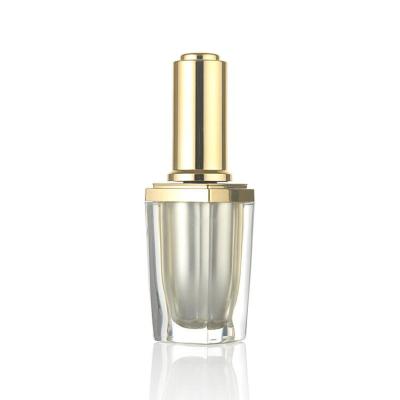 China Acrylic 10ml Empty Nail Polish Bottles With Brush Gold Square for sale