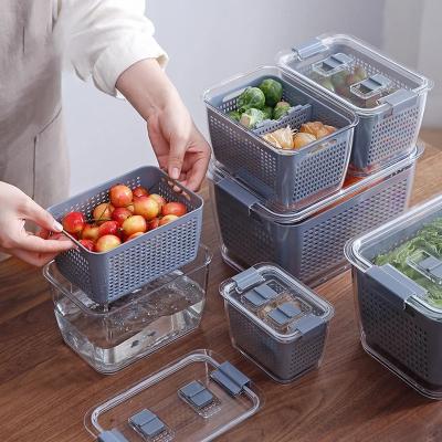 China Plastic Freshness Keeping Refrigerator Organizers Bins Bins Basket With Lids For Kitchen Storage Cabinet Pantry for sale