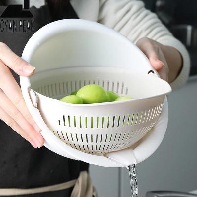 China Double Layer Viable Vegetable Fruit Silicone Kitchen Colanders And Strainers Basket Wash Bowls for sale