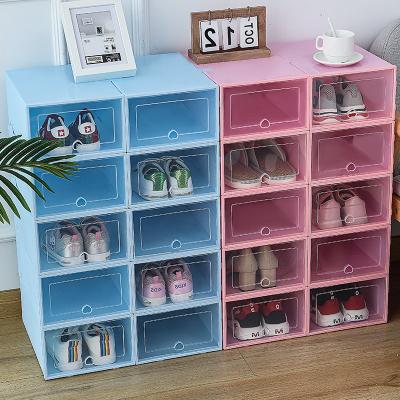 China (Other)Adjustable Transparent Type Single Finish Plastic Shoe Box Household Shoe Box Drawer Rack for sale