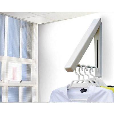 China Eco - Friendly Stainless Steel Material Wall Mounted Clothes Racks And Retractable Folding Rails Hanger Rack for sale