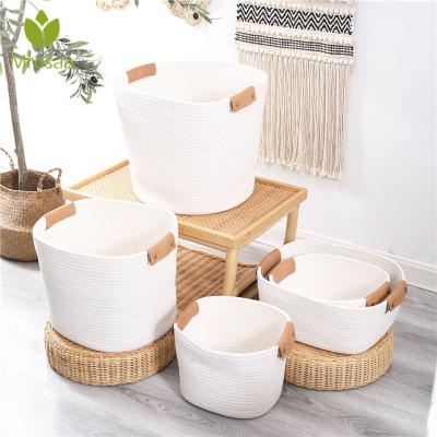 China Wholesale Viable Woven Household Sundries Organizer Neat Laundry Cotton Rope Storage Basket for sale